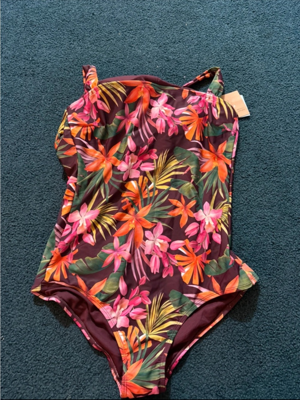 Girls Floral One-Piece Swimsuit in Tropical Purple